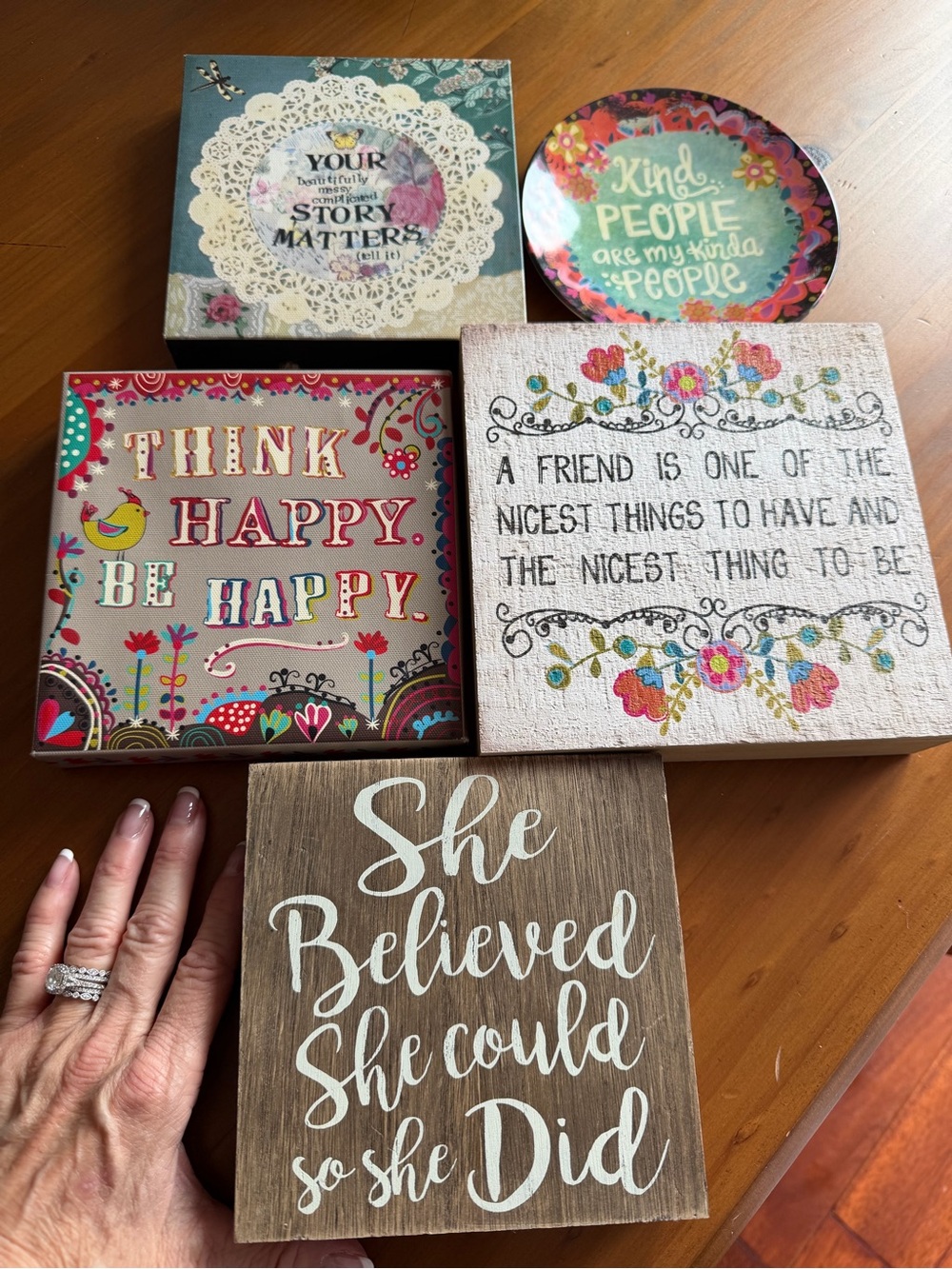 NATURAL LIFE Wooden Wall Plaque Set - Multicolor Inspirational Signs